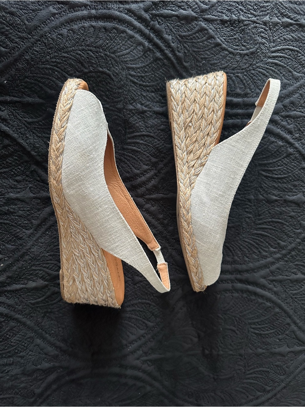 Andre Assous Light Beige Slingback Espadrille Wedges - Picture 10 of 14